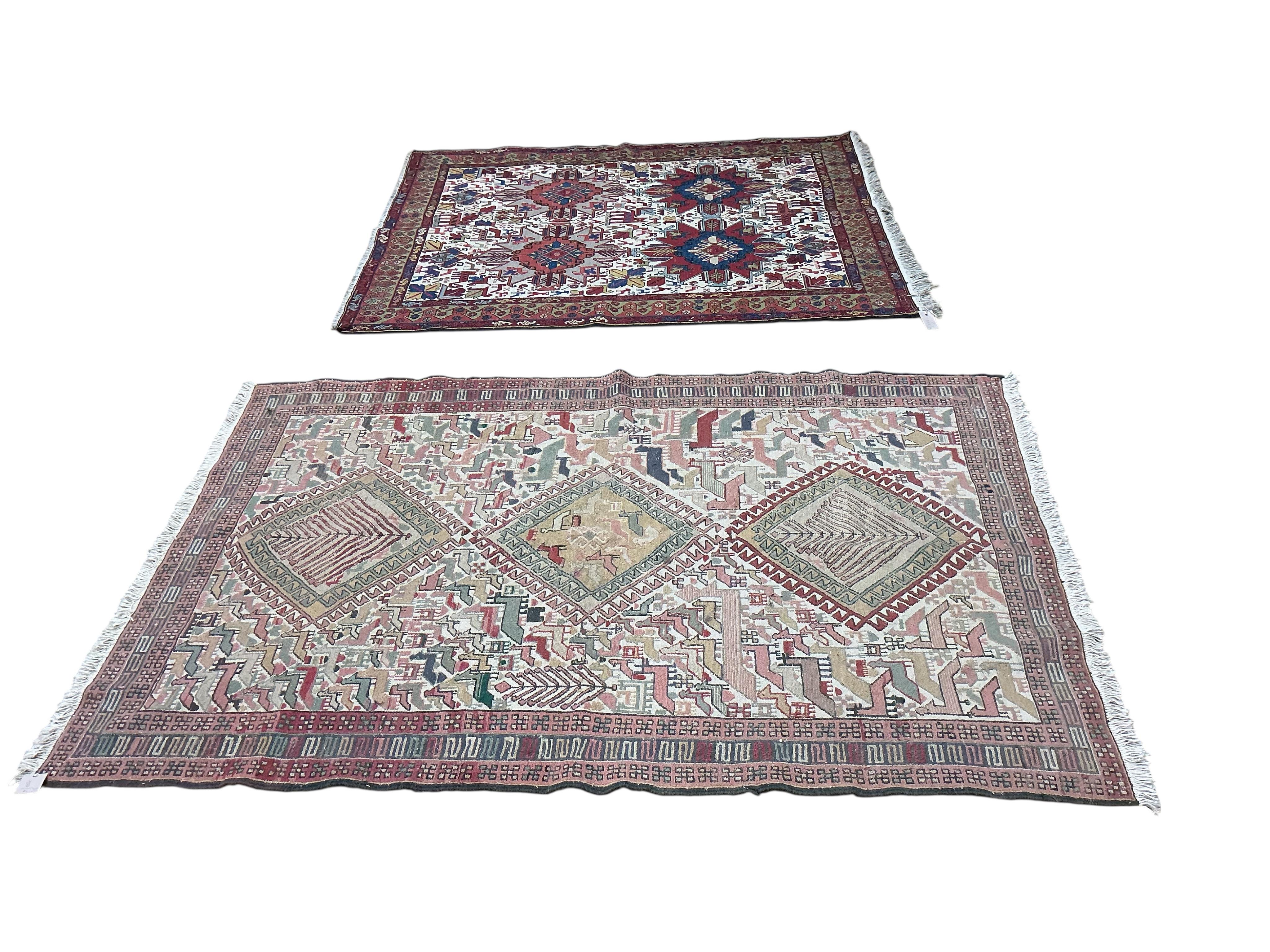 Two Soumak rugs, larger 170 x 116cm